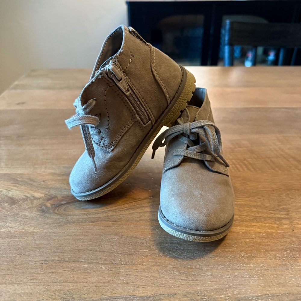 Kids Brown Suede Lace-Up Boots